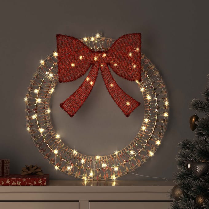 Couronne avec 60 LED Blanc Chaud 76 x 76 x 8 cm PET
