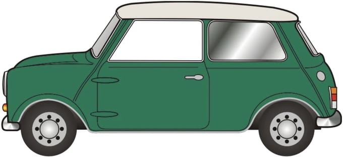 Oxford MINI Cooper - Modelauto - Schaal 1:120 - Groen/Wit