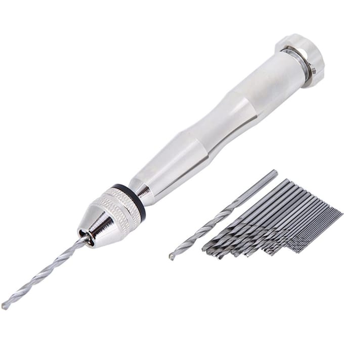 Couleur Argent 0.3mm3.6mm Plage de Prise Mandrin Perceuse Manuelle à Torsion avec Forets 25HHS Perçage Bois