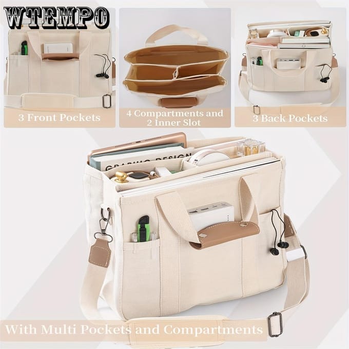 Bandoulière Réglable Toile Sac Bandoulière Avec Fermeture Éclair Parfait Pour Une Utilisation Quotidienne blanc