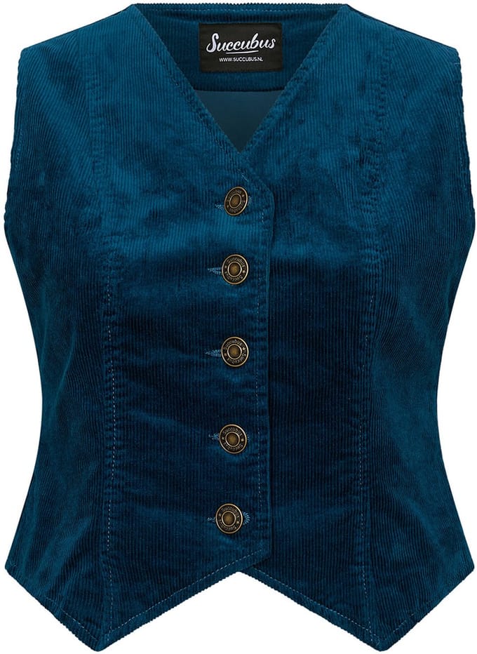 Succubus Clothing Pam Corduroy Gilet Teal
