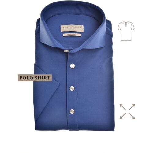 John Miller Polo Short Sleeve Slim Stretch Midden Blauw / male