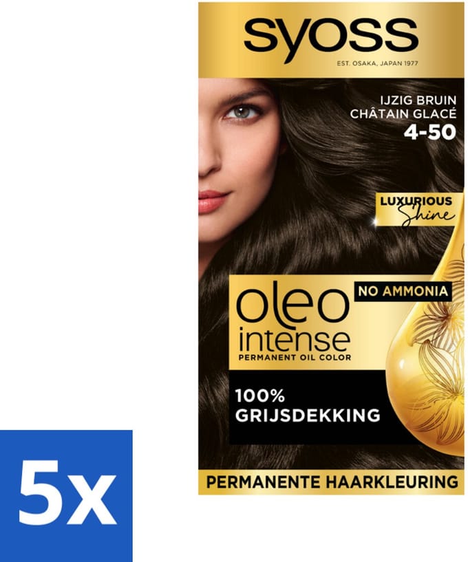 Syoss Oleo Intense - Haarverf - 4-50 - Ijzig Bruin - 115ml x 5