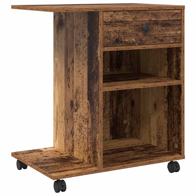 vidaXL - Printerstand - Oud - hout - 60 - x - 40 - x - 68,5 - cm - Bewerkt - hout