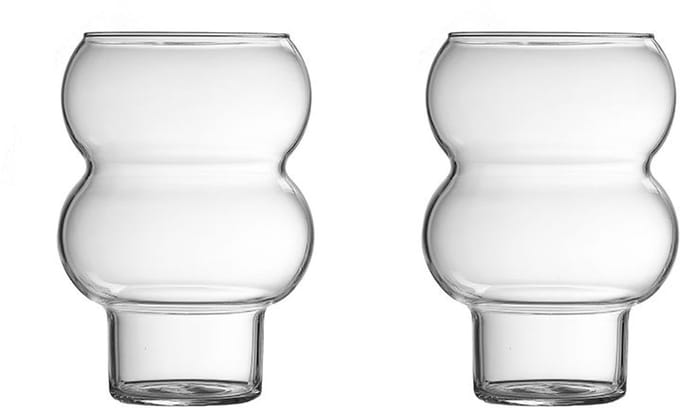 Bricard Marbella Glazen met Voet - Set van 2 - 380ml - Curvy Drinkglas - Wavy