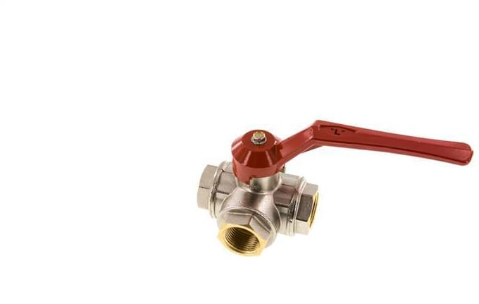 G1'' 3-Weg L-boring Kogelkraan Messing PTFE/NBR 45 bar - BL3BM - BL3BML-100