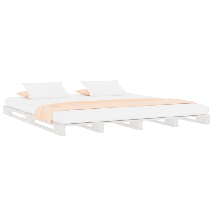 vidaXL - Palletbed - massief - hout - wit - 180x200 - cm