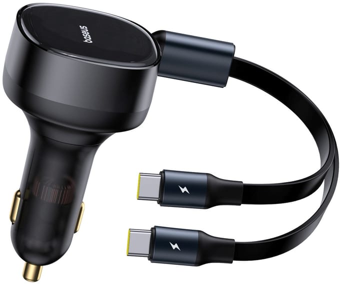 Baseus Enjoyment Retractable 2-in-1 Car Charger C+C 33W Cluster Black