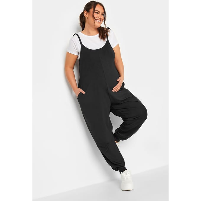 Bump It Up Maternity Oversized Jumpsuit Met Strikbandjes In Zwart Size 52