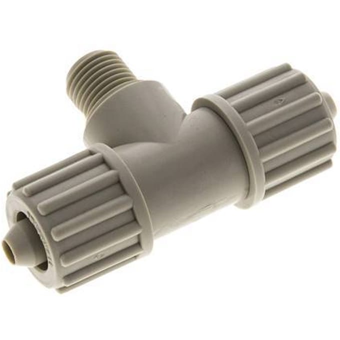 12x6mm & G1/4'' PP T-Vormige Knelfitting Met Buitendraad 10 Bar PVC En PA
