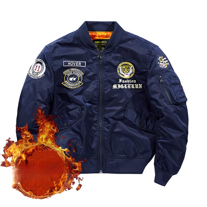 Veste de vol brodée en coton épais de Tough Guy American Clothing L black