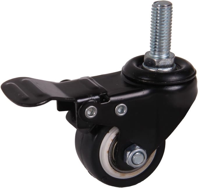 Zwenkwiel met rem PU 40 x 20mm - Draadstang - Meubelwiel - Mammuth