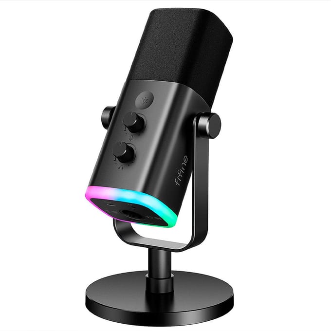 FIFINE - AM8 - USB / XLR Studio Microfoon - Geschikt voor PC/PS4/PS5 - RGB - Podcast - Gaming - Streaming - Zwart