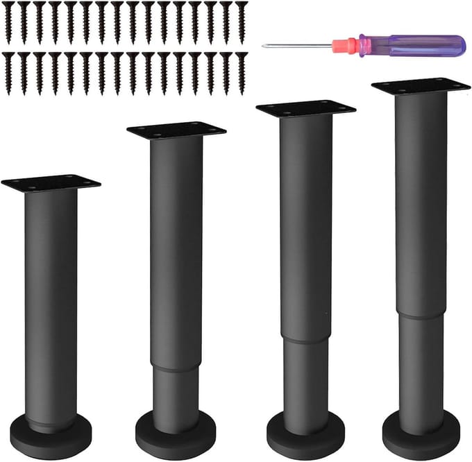 Set van 4 Verstelbare Meubelpoten Zwart Staal 18-30 cm Hoogte