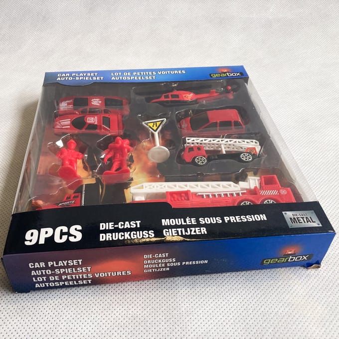 Gearbox - car playset rood - autospeelset - brandweer