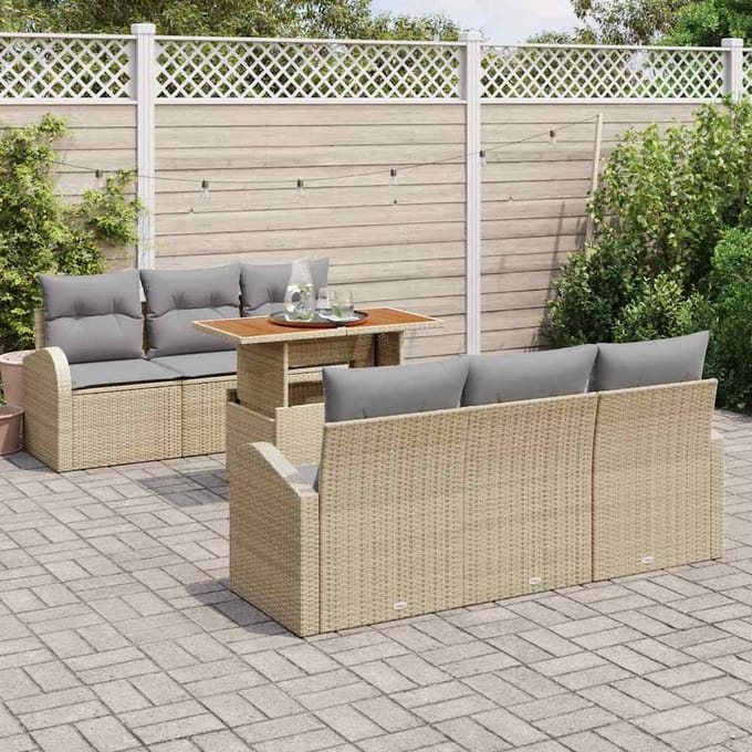 vidaXL - Tuinbank - Set - 7 - st - Beige - en - Lichtgrijs - 100 - x - 55 - x - 73 - cm