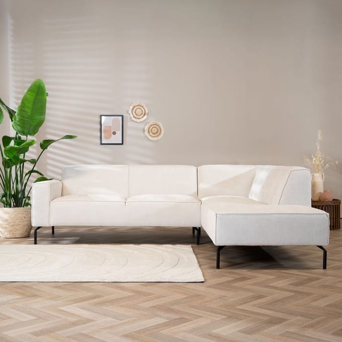 Bronx71® Hoekbank Kansas stof gemêleerd beige rechts
