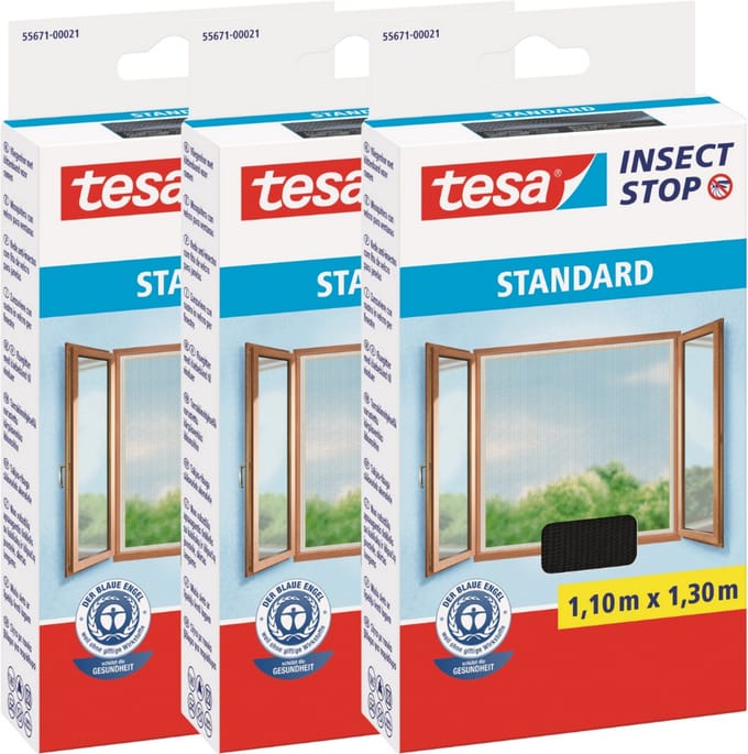 Tesa Standard - Raam Muggenhor - 1,1m x 1,3m - Zwart - x3