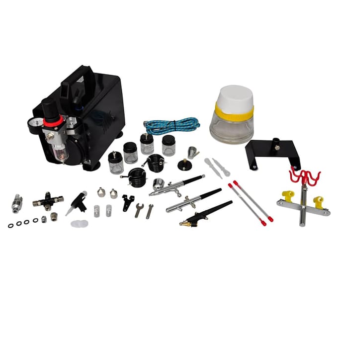 vidaXL Airbrush compressorset met 3 pistolen