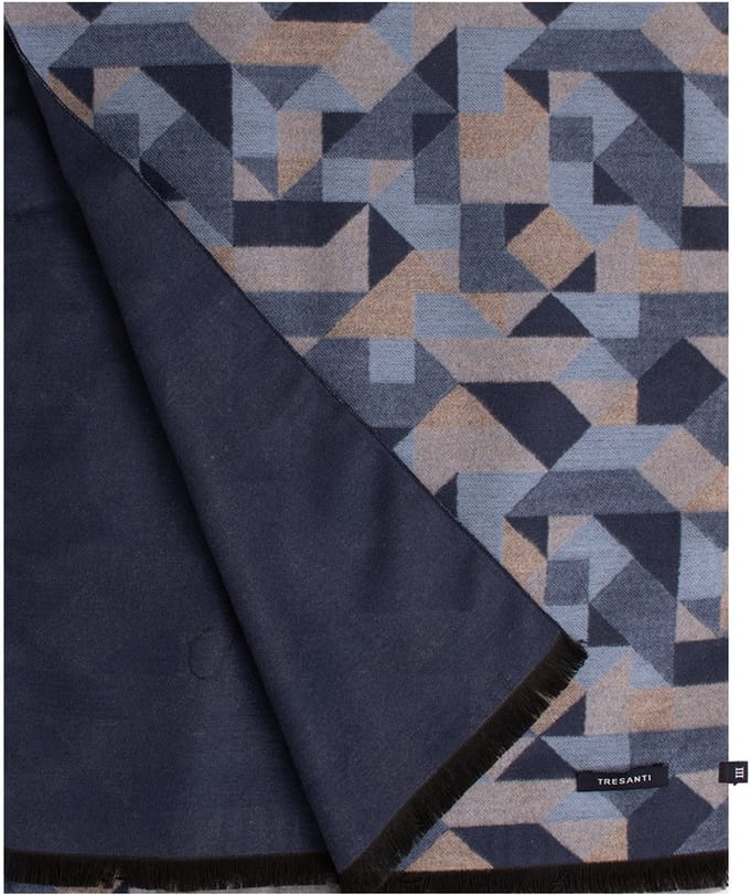 TRESANTI | FABBO | Viscose sjaal geometrisch motief | Blauw