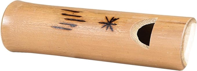 Bamboe Fluitje - Natuurgeluid Fluit - Kinderen Leren - Handgemaakt Uniek - 12 cm - Lichtbruin