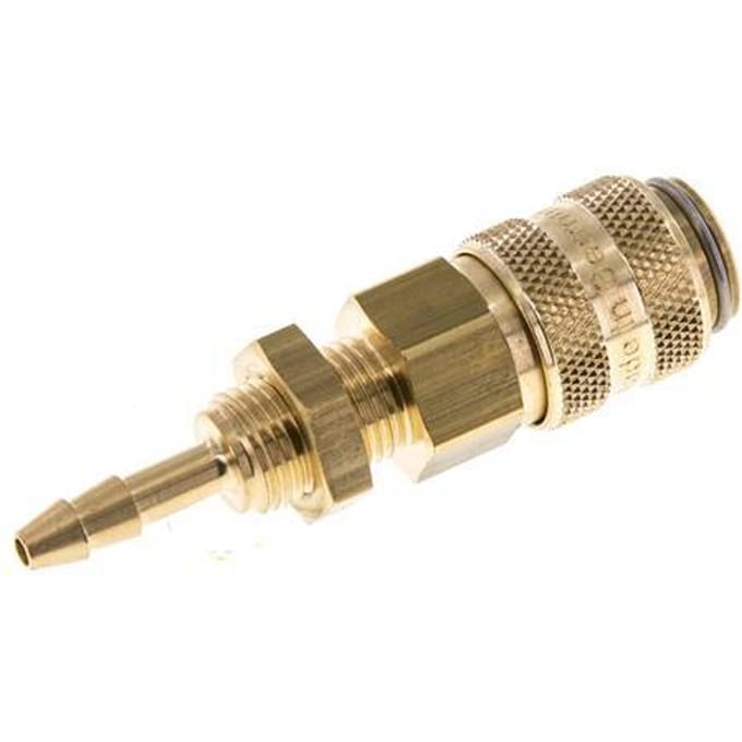 Messing DN 5 Luchtkoppeling Snelkoppeling 4 mm Slangpilaar Schotkoppeling