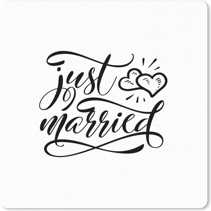 Muismat 20x20 cm - Mousepad Spreuken - Just married - Quotes - Trouwen - Muismatten