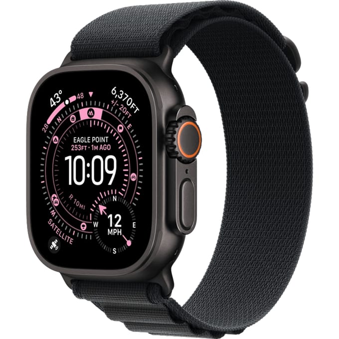 Apple Watch Ultra 3 GPS + Cellular 49 mm Titanium kast Alpine Loop Zwart M