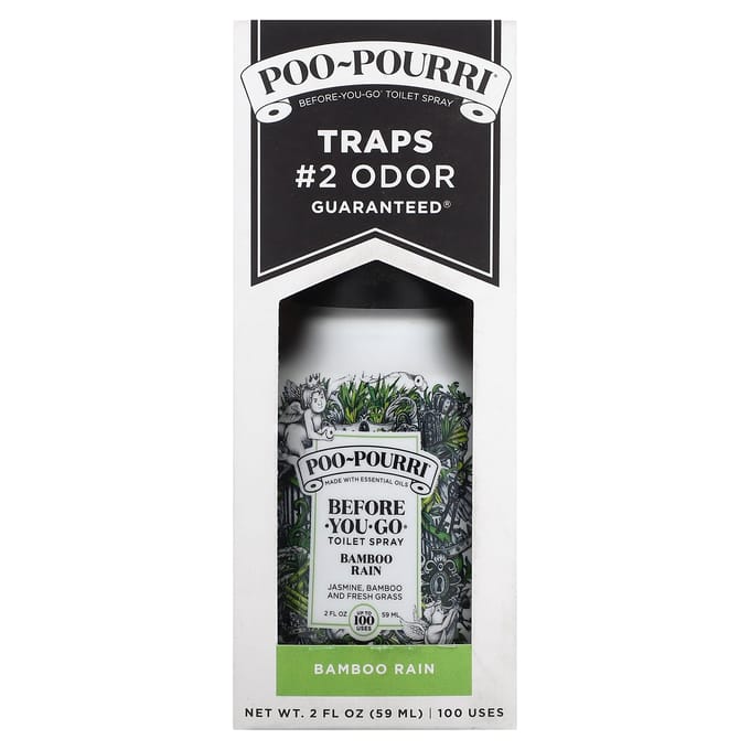 Poo-Pourri, Draagbare Toiletspray, Bamboo Rain, 59 ml(2 oz) black