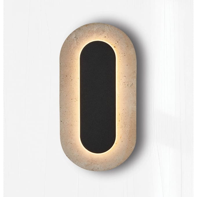 Viokef LED wandlamp Miranda, beige/zwart, hoogte 30 cm, steen