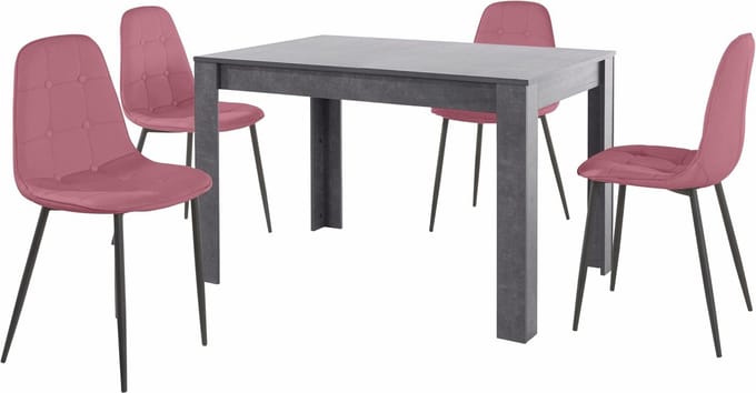 Lynn & Luna|Set van Eettafel 120x80cm met 4 Stoelen Rose