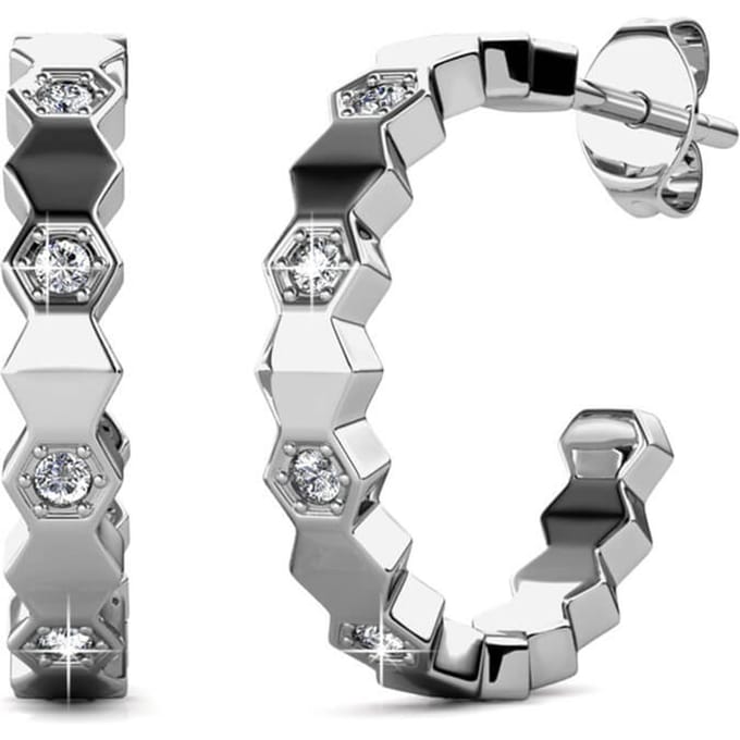 Gebogen oorbellen - Zilver en kristal