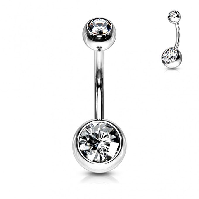 Piercing dubbel steentje 1.6x10x6 - wit - LMPiercings