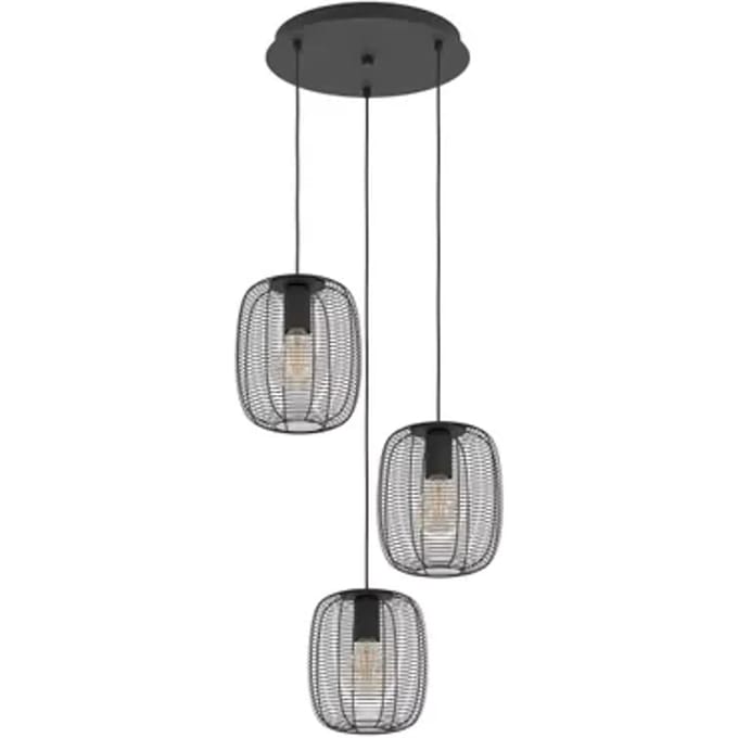 EGLO Derwen Hanglamp - E27 - 3 lichts - Ø 40 cm - Zwart - Staal