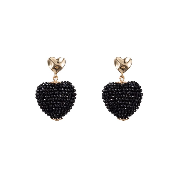 Go Dutch Label Oorknoppen full on beads hartje Zwart