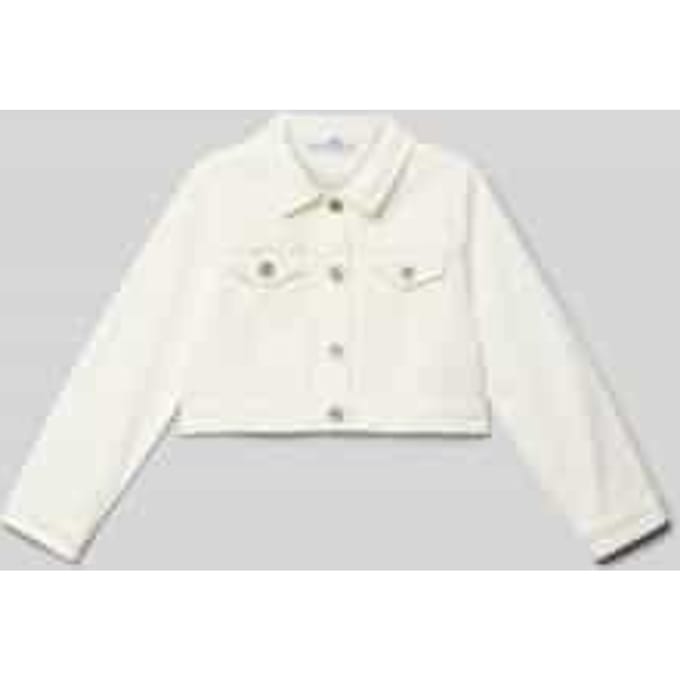 Regular fit jeansjack met kanten boord