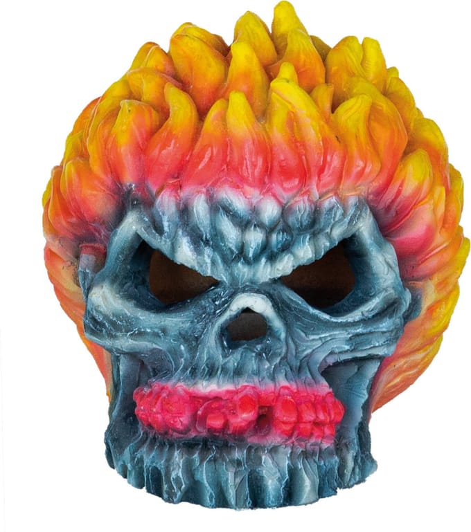 Superfish Deco Led Monster Fire Skull - Aquarium - Ornament - 12x9x11 cm Grijs