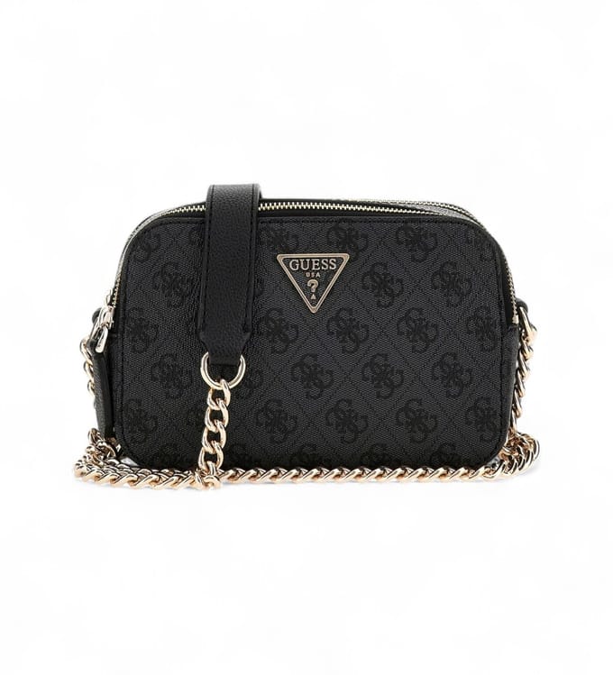 GUESS Schoudertas Noelle II Crossbody Camera Bag Coal Logo Donkergrijs