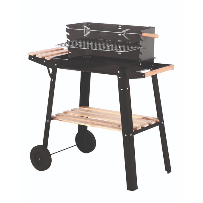 Houtskool Barbecue met Wielen Hout - BBQ Zwart