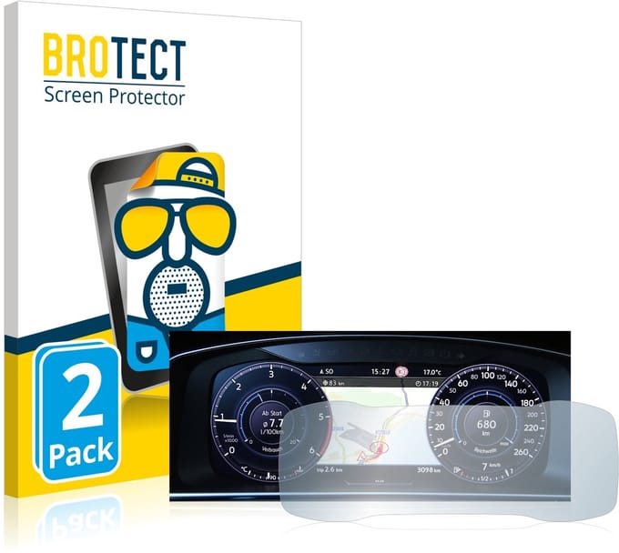 BROTECT - Screenprotector voor Volkswagen Golf 7 Active Info Cockpit 12.3" - Folie Beschermfolie matte 2 Stuks