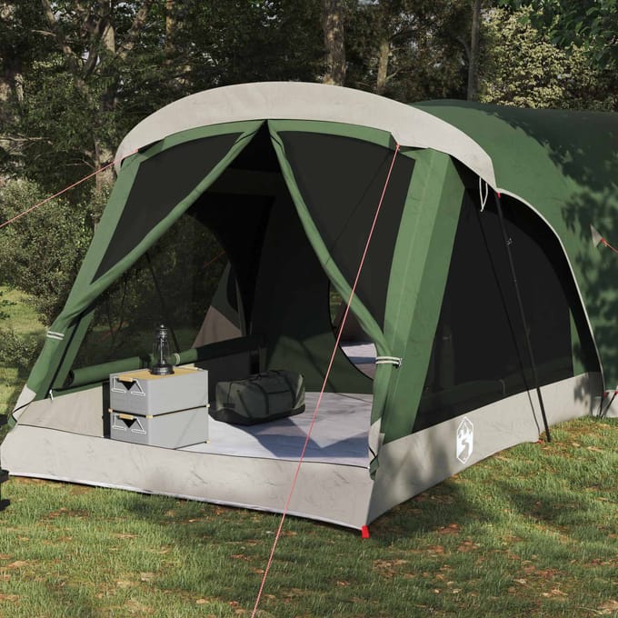vidaXL - Familietent - 14-persoons - Groen - 185T - Polyester - met - PU - Coating