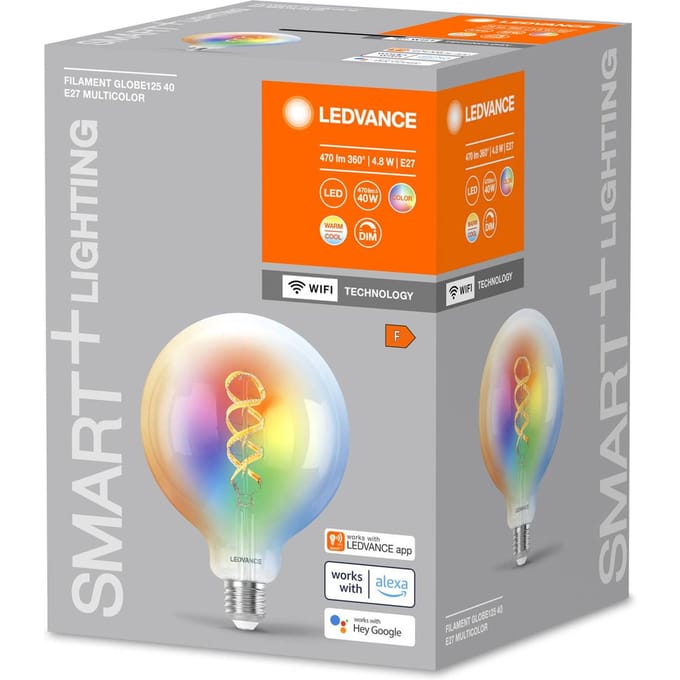 LEDVANCE SMART+ WiFi E27 4,8W helder G125 RGB CCT