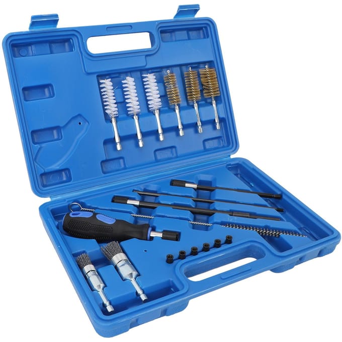 19-delige Diesel Injector Zitting Reinigingsset Cilinderkoppen Zitting Boring Reinigingsborstel Universele Pasvorm voor blue