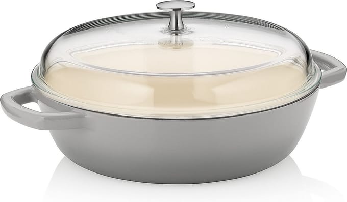 Stoofpan met Deksel, Ø 28, 3.8 L, Gietijzer, Grijs - Kela | Calido