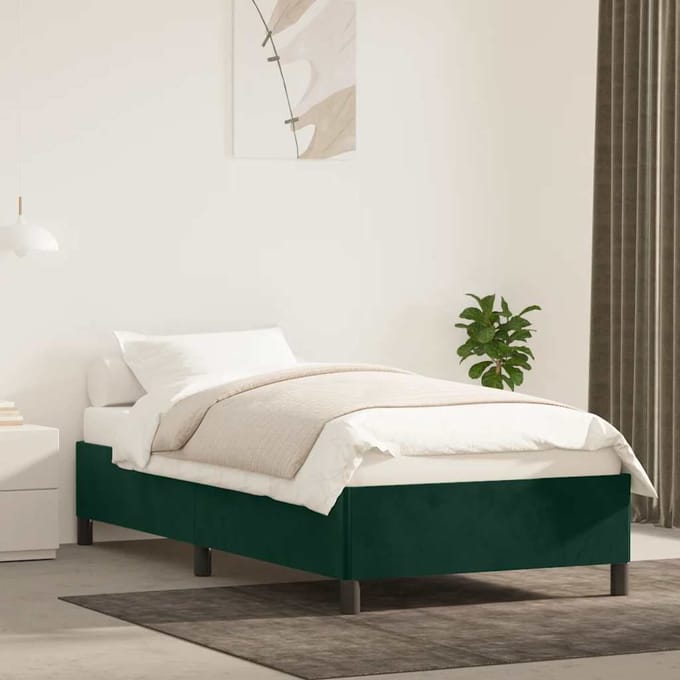 vidaXL - Bedframe - zonder - matras - 90x190 - cm - fluweel - donkergroen