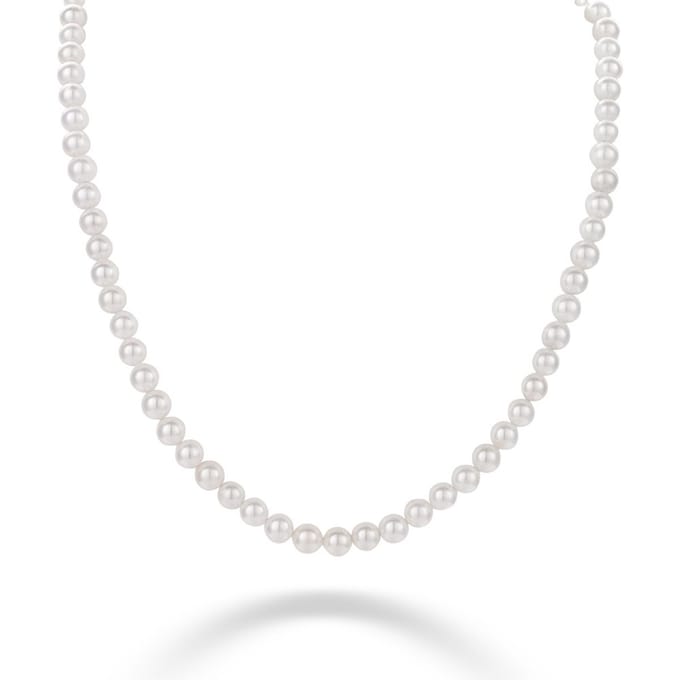 Twice As Nice Halsketting in zilver, parels van 6 mm 40cm+5cm
