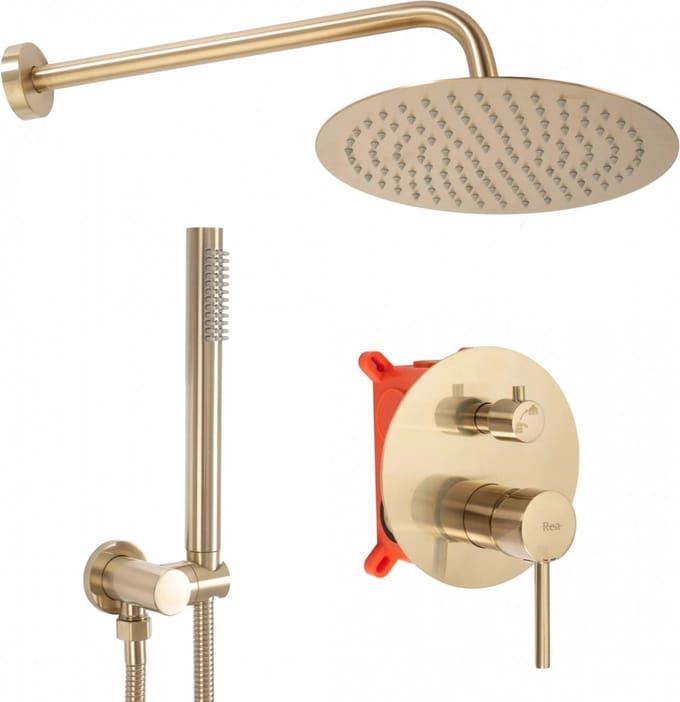 Rea Lungo Regendouche Inbouw Geborsteld Goud 36,5cm