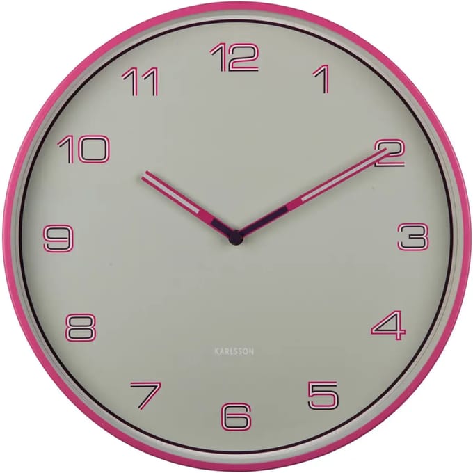 Karlsson Wandklok Lined Numbers - Roze - Ø40cm - Wandklok Scandinavisch