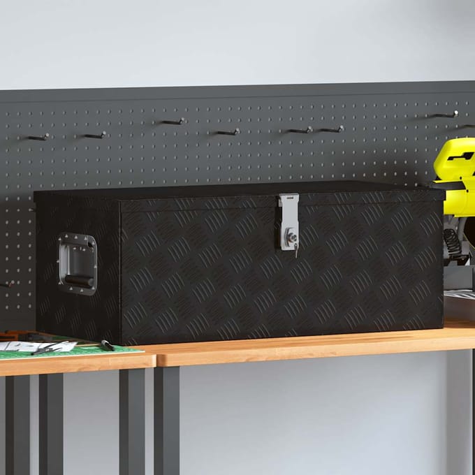 vidaXL - Opbergbox - 80x39x30 - cm - aluminium - zwart
