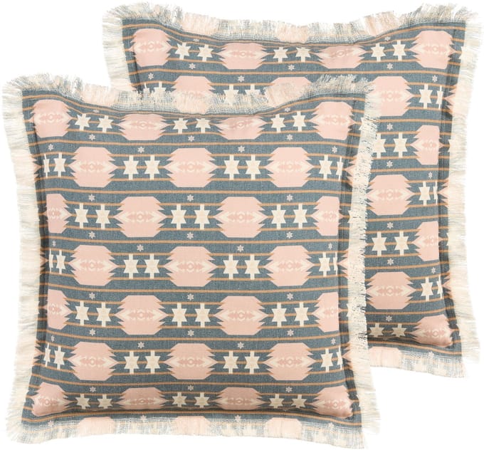 DIANTHUS - Sierkussen set van 2 - Grijs/Beige - 60 x 60 cm - Polyester